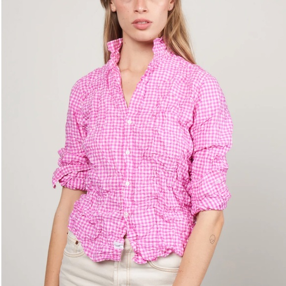 FRANK & EILEEN Pink Linen Gingham "Barry" Top - Picture 6 of 12